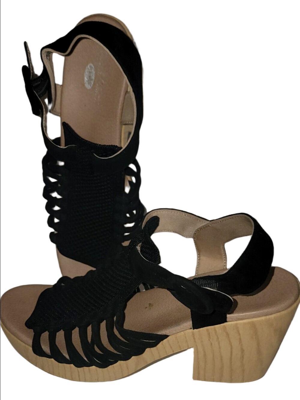 DR. SCHOLLS "Beach Front" Comfort Black Platform Sandal Mesh Suede Upper 8.5